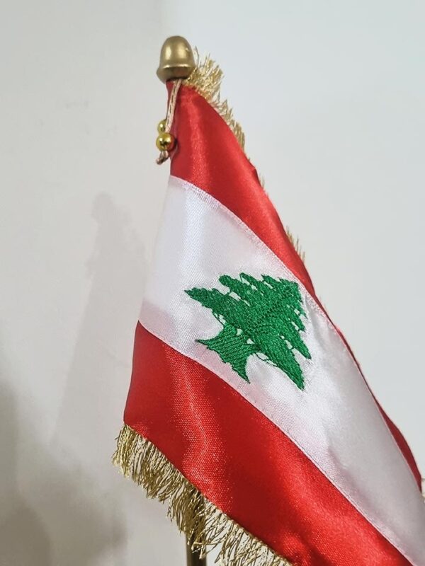 Lebanese flag silk touch and the cedar is embroidered