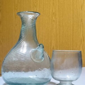 vintage Lebanese glass water pitcher with cup
