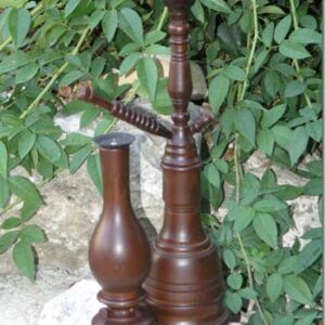 Wooden sculptures - Waterpipe and oil lamp - Image 1