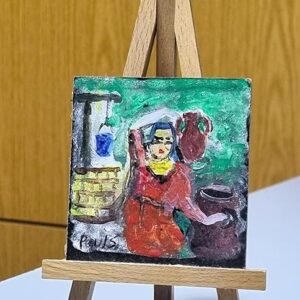 Miniature painting woman with jar