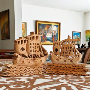 Lebanese wood sculptures in relief of the Phoenician ships