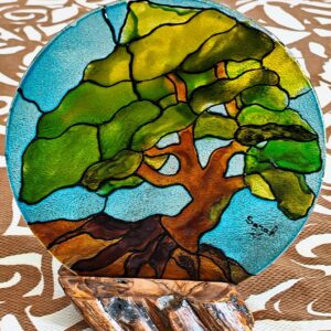 Decorative glass painting Cedar of Lebanon