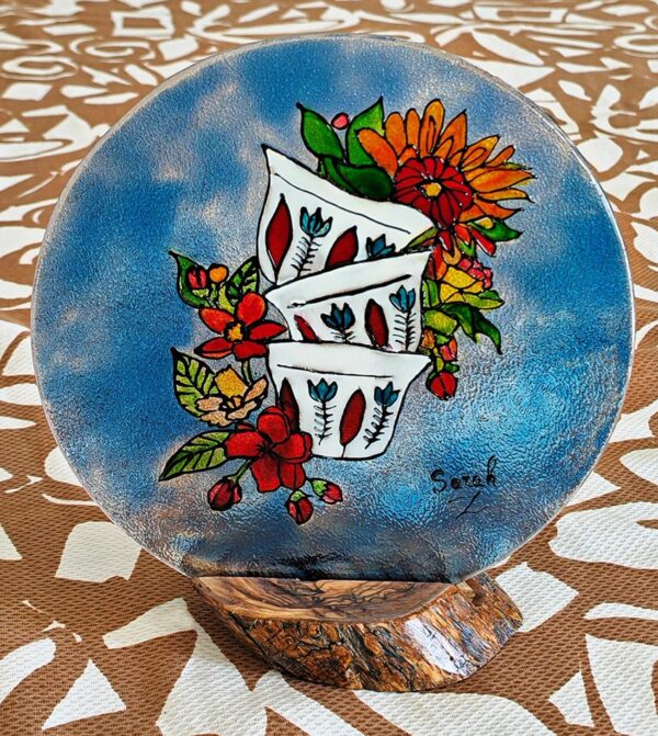 Decorative glass painting lebanese shaffeh coffee cups