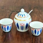 Finjen Shaffeh red tulip traditional coffee cup sugar bowl