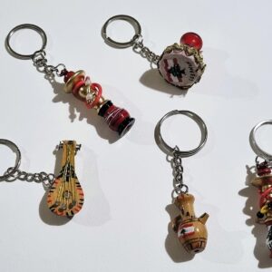Wooden handmade keyrings in miniature Derbake Pitcher Ibrik Hookah Arguileh Oud