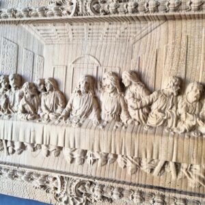 Cedar-wood sculpted Last Supper bas-relief - Image 2