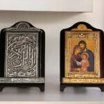 Holy New Testament and the Merciful Quran with oriental-design