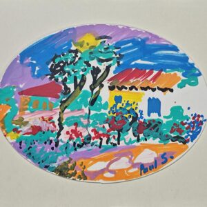 Original oval acrylic art paintings - Image 3