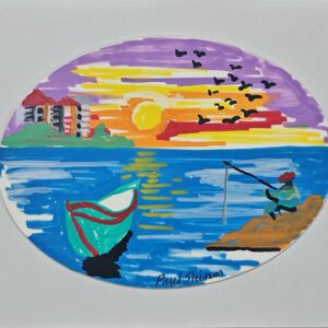 Original oval acrylic art paintings - Image 6
