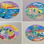 Oval acrylic art paintings