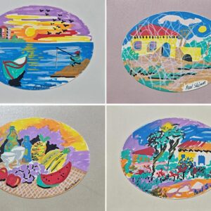 Oval acrylic art paintings