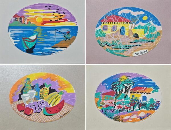 Oval acrylic art paintings